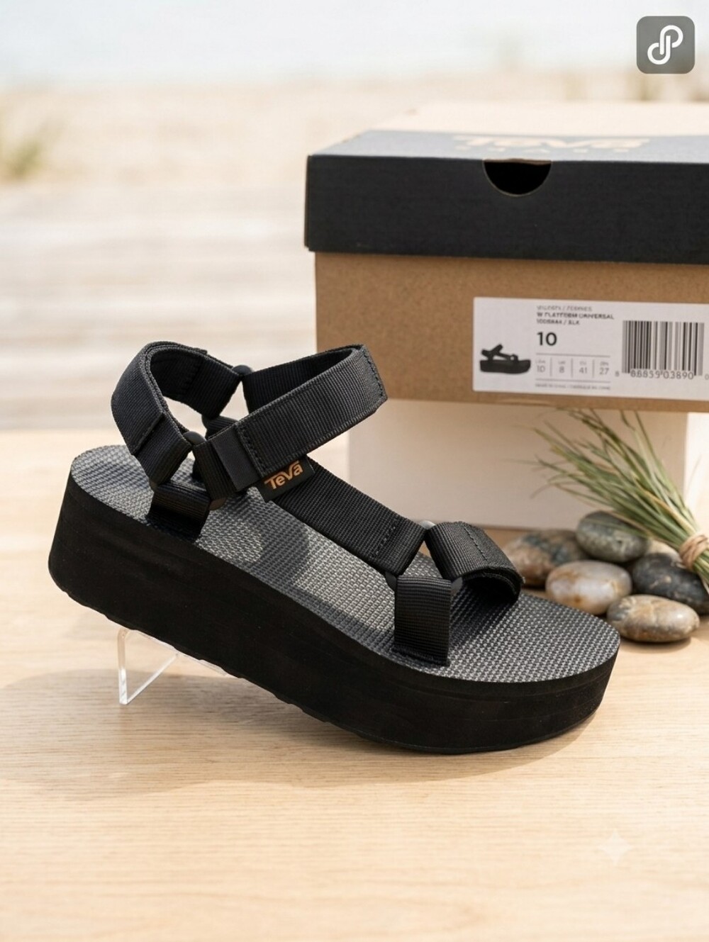 Teva Flatform Universal Sandals Women's Size 10 All Black Platform NIB